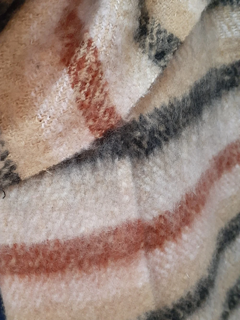 Vince Camuto Striped Fringe Scarf in Cream, Gray & Rust